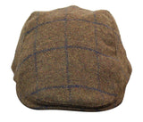 Καπέλο Cavani Kempson Flat Cap - Ανδρικό Καπέλο Παππού από Τουίντ με Καρό Μάλλινο Στυλ Vintage - Λαδί/Μπλε