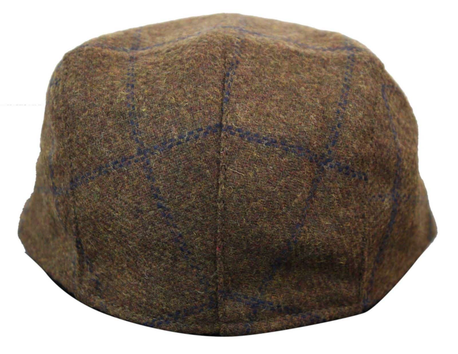 Καπέλο Cavani Kempson Flat Cap - Ανδρικό Καπέλο Παππού από Τουίντ με Καρό Μάλλινο Στυλ Vintage - Λαδί/Μπλε