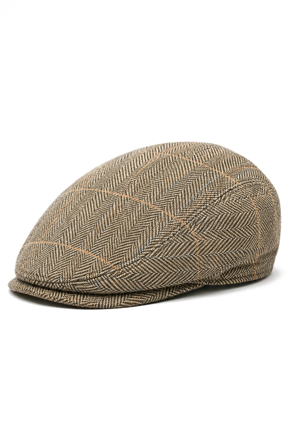 Cavani Albert Ανδρικό Tweed Flat Cap - Ψαροκόκκαλο Tweed Μάλλινο Παππού Vintage - Ανοιχτό καφέ/Ανθρακί γκρι