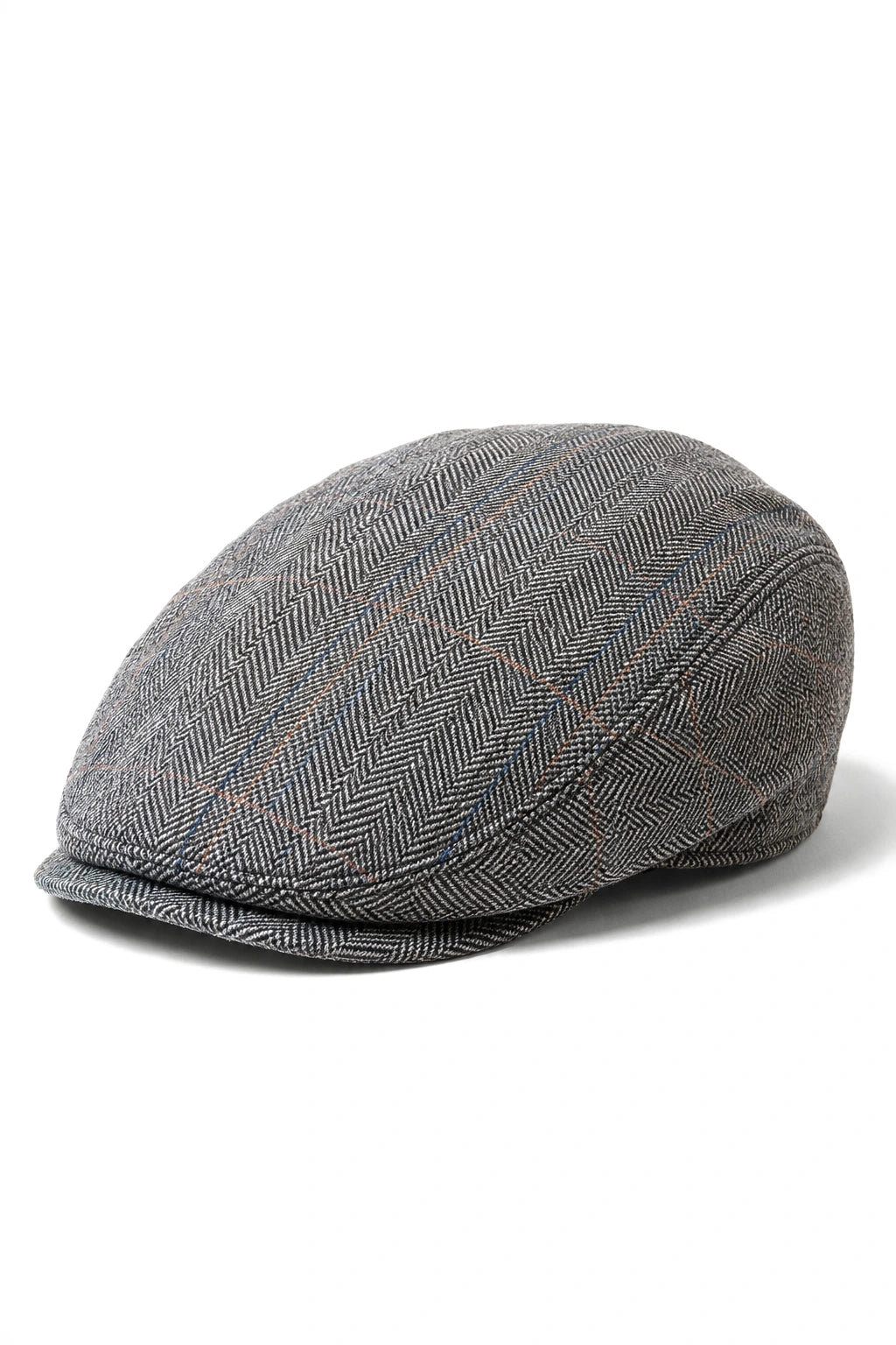 Cavani Albert Ανδρικό Tweed Flat Cap - Ψαροκόκκαλο Tweed Μάλλινο Παππού Vintage - Ανοιχτό καφέ/Ανθρακί γκρι
