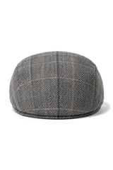 Cavani Albert Ανδρικό Tweed Flat Cap - Ψαροκόκκαλο Tweed Μάλλινο Παππού Vintage - Ανοιχτό καφέ/Ανθρακί γκρι