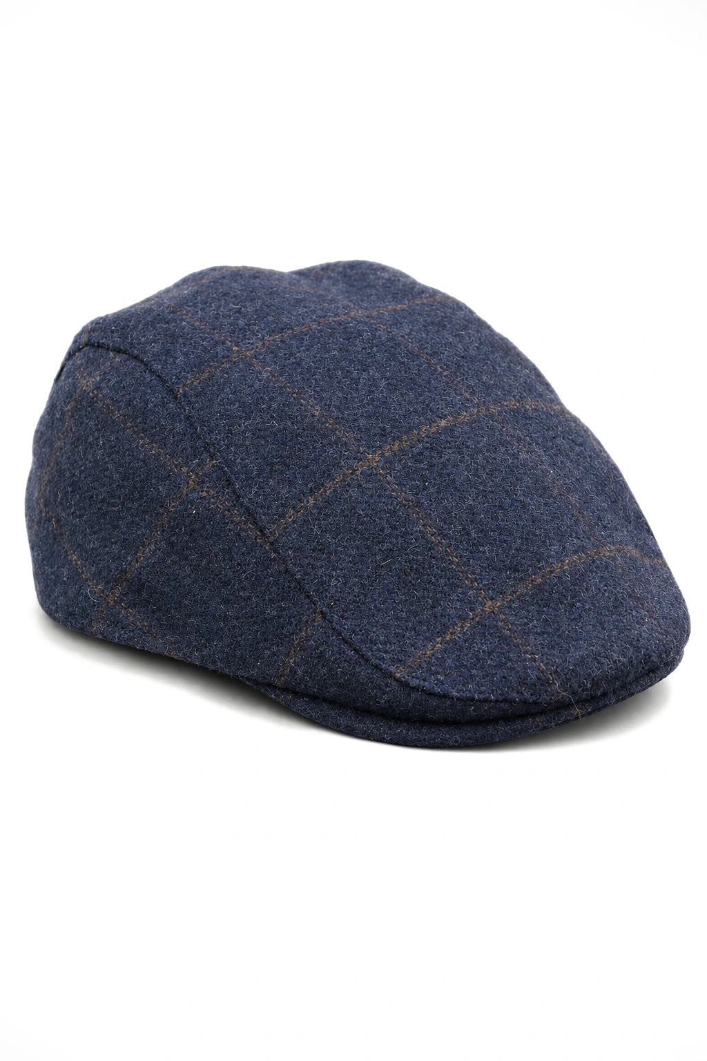 Καπέλο Cavani Kempson Flat Cap - Ανδρικό Καπέλο Παππού από Τουίντ με Καρό Μάλλινο Στυλ Vintage - Λαδί/Μπλε
