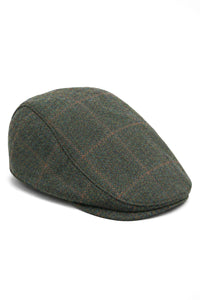 Καπέλο Cavani Kempson Flat Cap - Ανδρικό Καπέλο Παππού από Τουίντ με Καρό Μάλλινο Στυλ Vintage - Λαδί/Μπλε