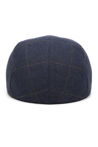 Καπέλο Cavani Kempson Flat Cap - Ανδρικό Καπέλο Παππού από Τουίντ με Καρό Μάλλινο Στυλ Vintage - Λαδί/Μπλε