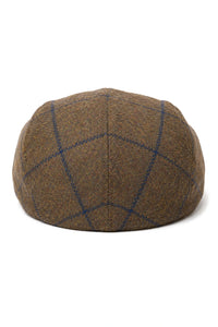 Καπέλο Cavani Kempson Flat Cap - Ανδρικό Καπέλο Παππού από Τουίντ με Καρό Μάλλινο Στυλ Vintage - Λαδί/Μπλε