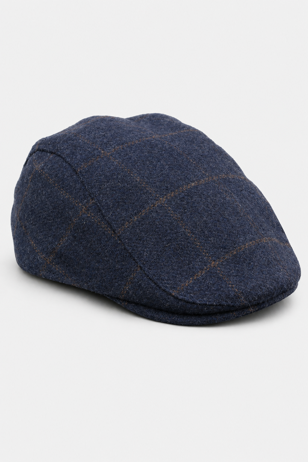 Καπέλο Cavani Kempson Flat Cap - Ανδρικό Καπέλο Παππού από Τουίντ με Καρό Μάλλινο Στυλ Vintage - Λαδί/Μπλε