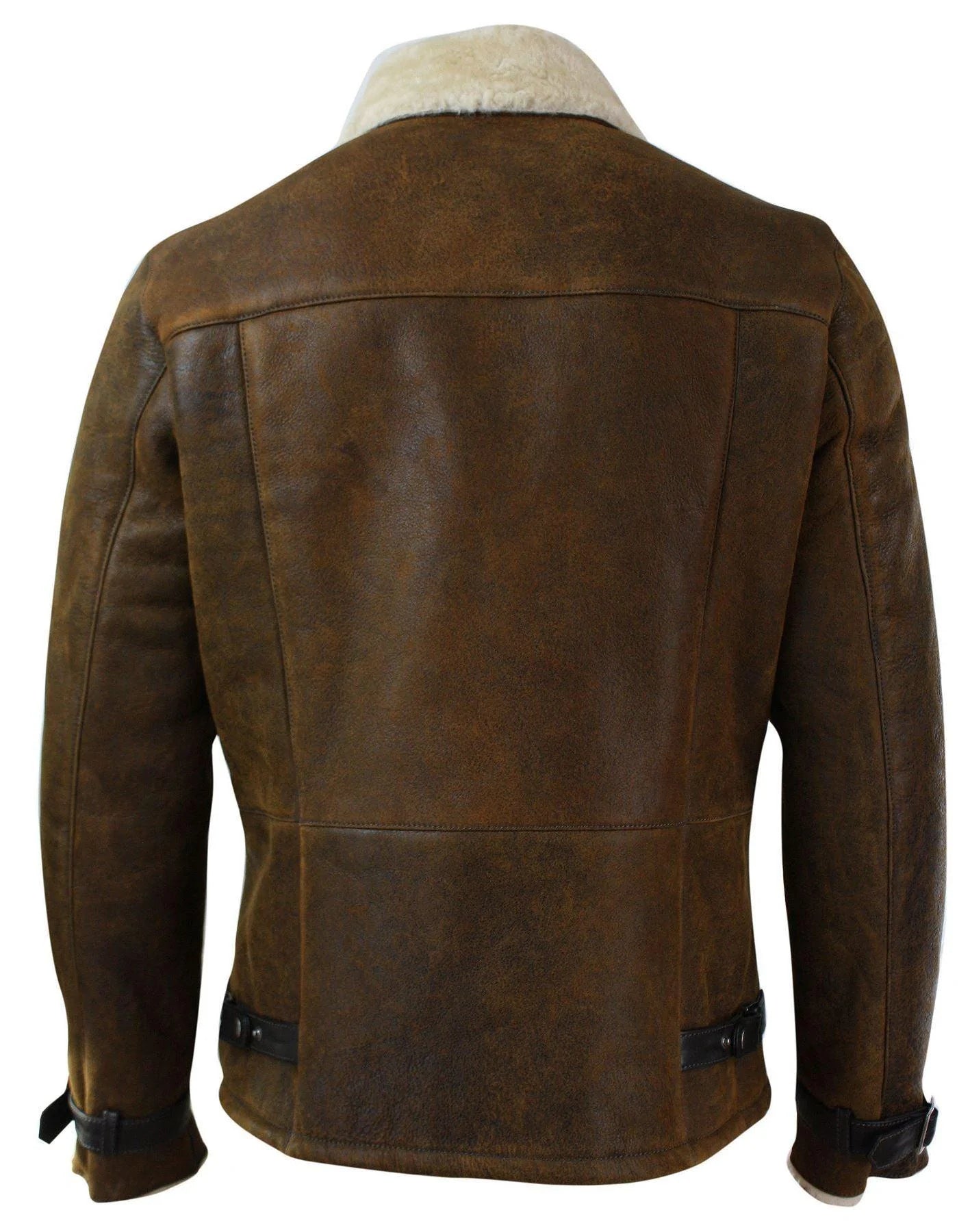 Ανδρικό Χειμερινό Μπουφάν Real Sherling Vintage Sheepskin Tan Brown με Σταυρωτό Φερμουάρ