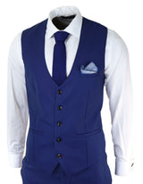 Ανδρικό κοστούμι 3 τεμαχίων σε μπλε ρουά, στενή γραμμή, κλασικό για γαμπρούς, Marc Darcy Danny, κλασικό γάμο