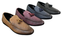 Elong DD0085 - Ανδρικά Loafers από Δέρμα Snake Crocodile PU, Παπούτσια Οδήγησης, Slip On, Φούντα, Άνετα, Vintage