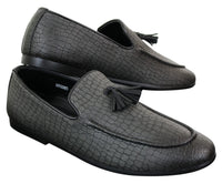 Elong DD0085 - Ανδρικά Loafers από Δέρμα Snake Crocodile PU, Παπούτσια Οδήγησης, Slip On, Φούντα, Άνετα, Vintage