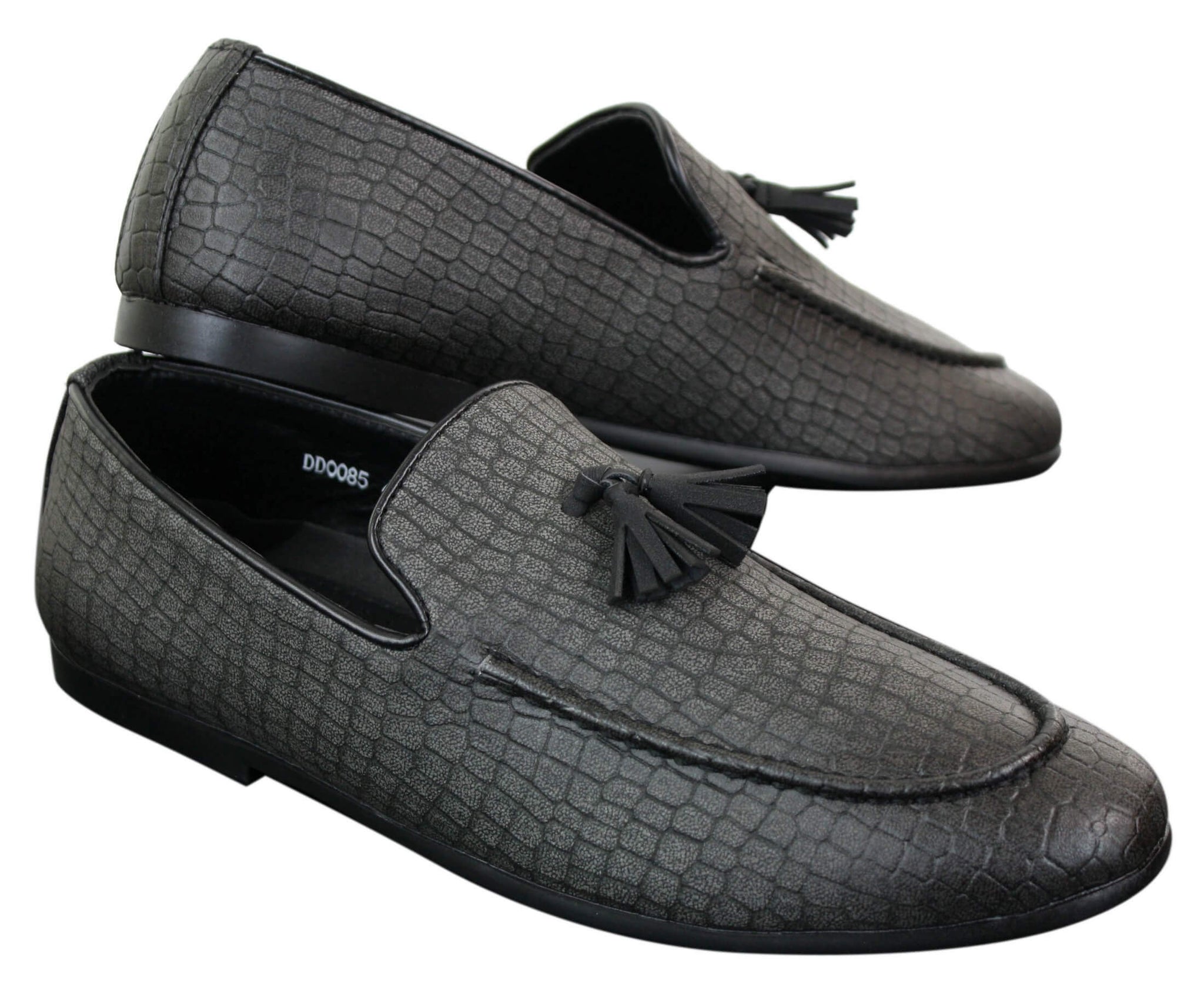 Elong DD0085 - Ανδρικά Loafers από Δέρμα Snake Crocodile PU, Παπούτσια Οδήγησης, Slip On, Φούντα, Άνετα, Vintage