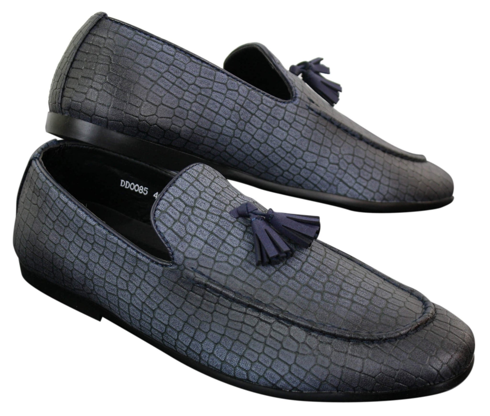 Elong DD0085 - Ανδρικά Loafers από Δέρμα Snake Crocodile PU, Παπούτσια Οδήγησης, Slip On, Φούντα, Άνετα, Vintage