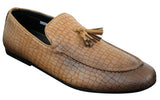 Elong DD0085 - Ανδρικά Loafers από Δέρμα Snake Crocodile PU, Παπούτσια Οδήγησης, Slip On, Φούντα, Άνετα, Vintage