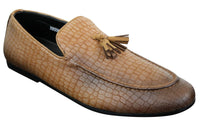 Elong DD0085 - Ανδρικά Loafers από Δέρμα Snake Crocodile PU, Παπούτσια Οδήγησης, Slip On, Φούντα, Άνετα, Vintage