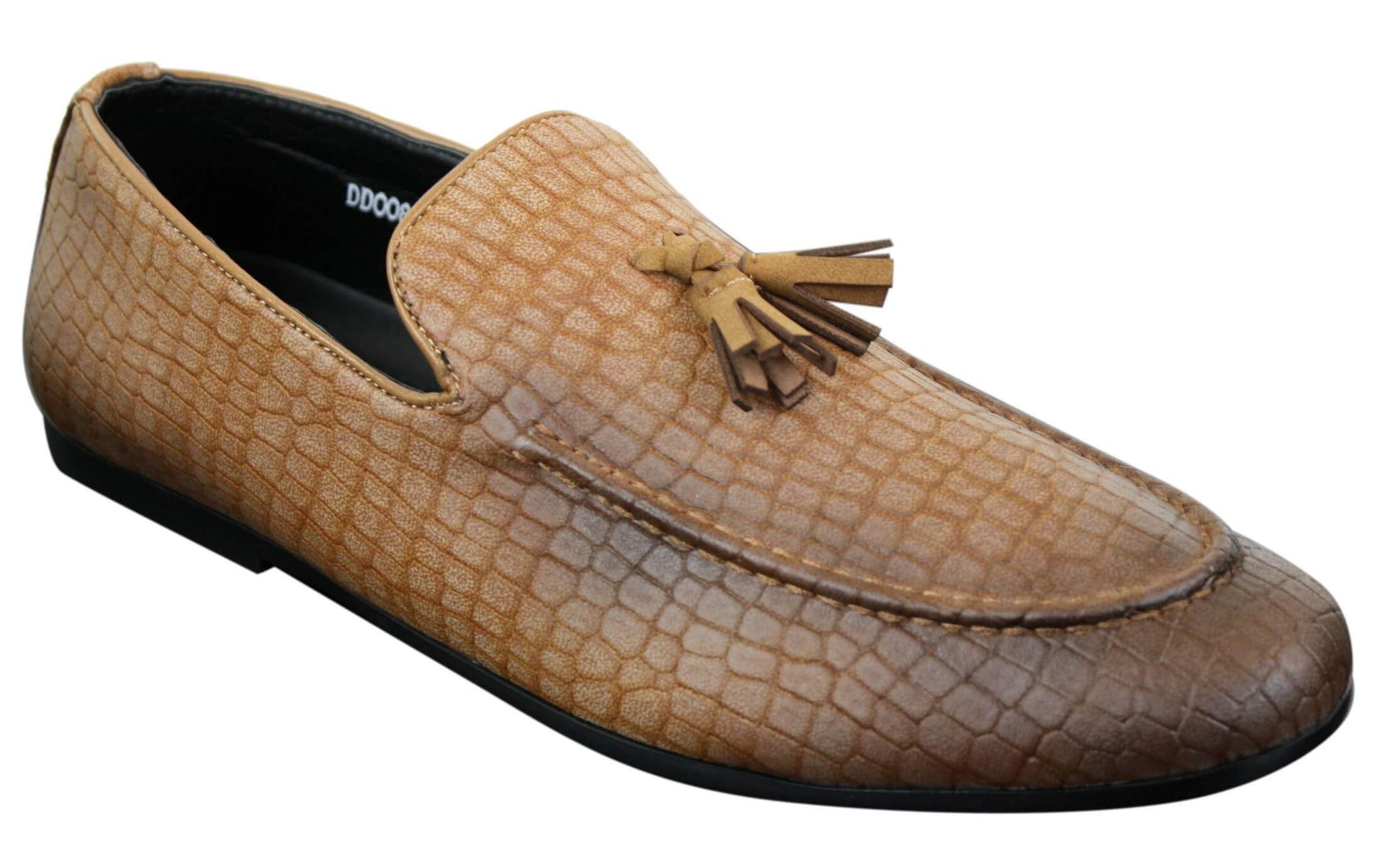 Elong DD0085 - Ανδρικά Loafers από Δέρμα Snake Crocodile PU, Παπούτσια Οδήγησης, Slip On, Φούντα, Άνετα, Vintage