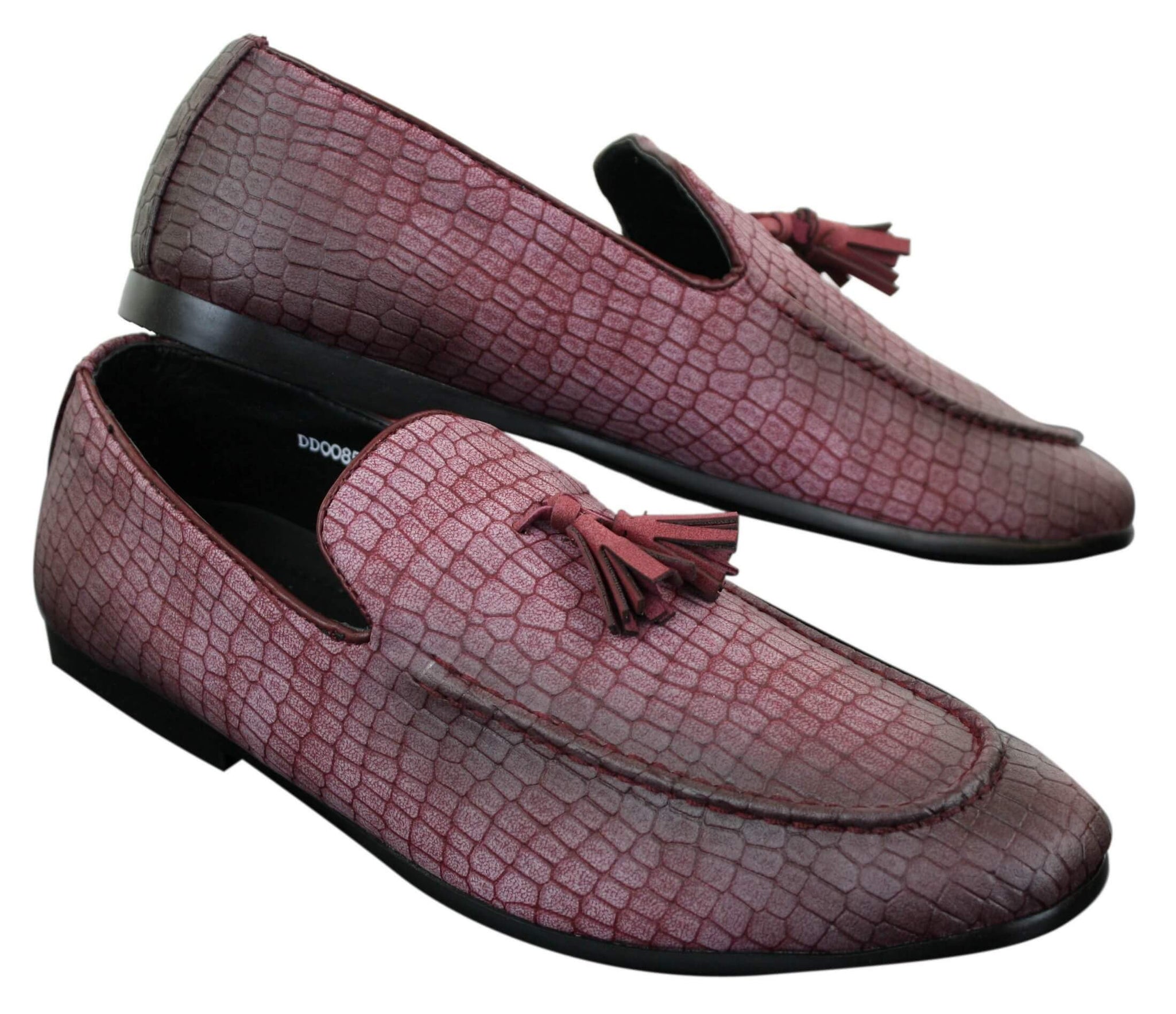 Elong DD0085 - Ανδρικά Loafers από Δέρμα Snake Crocodile PU, Παπούτσια Οδήγησης, Slip On, Φούντα, Άνετα, Vintage