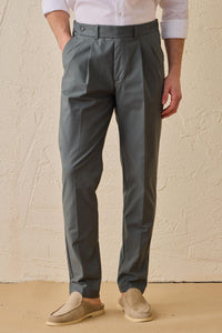 Ανδρικό κοστούμι 2 τεμαχίων Sage Green Smart Casual με γιακά σε στυλ Safari και ελαστικό γιακά