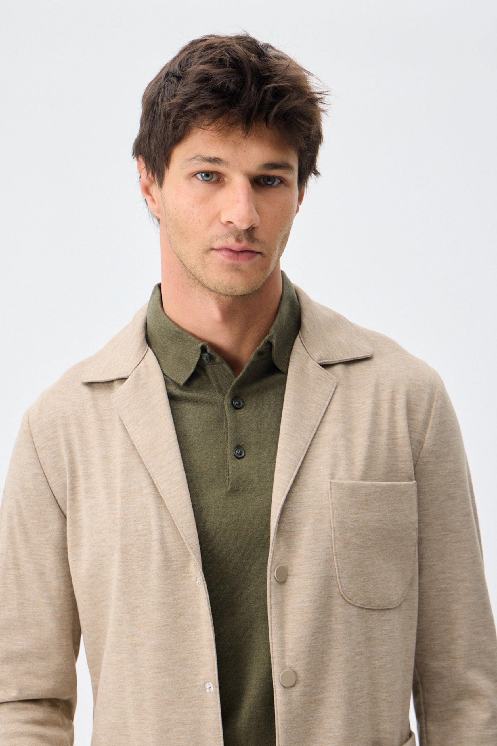 Ανδρικό μπεζ μαλακό τζέρσεϊ σακάκι Smart Casual