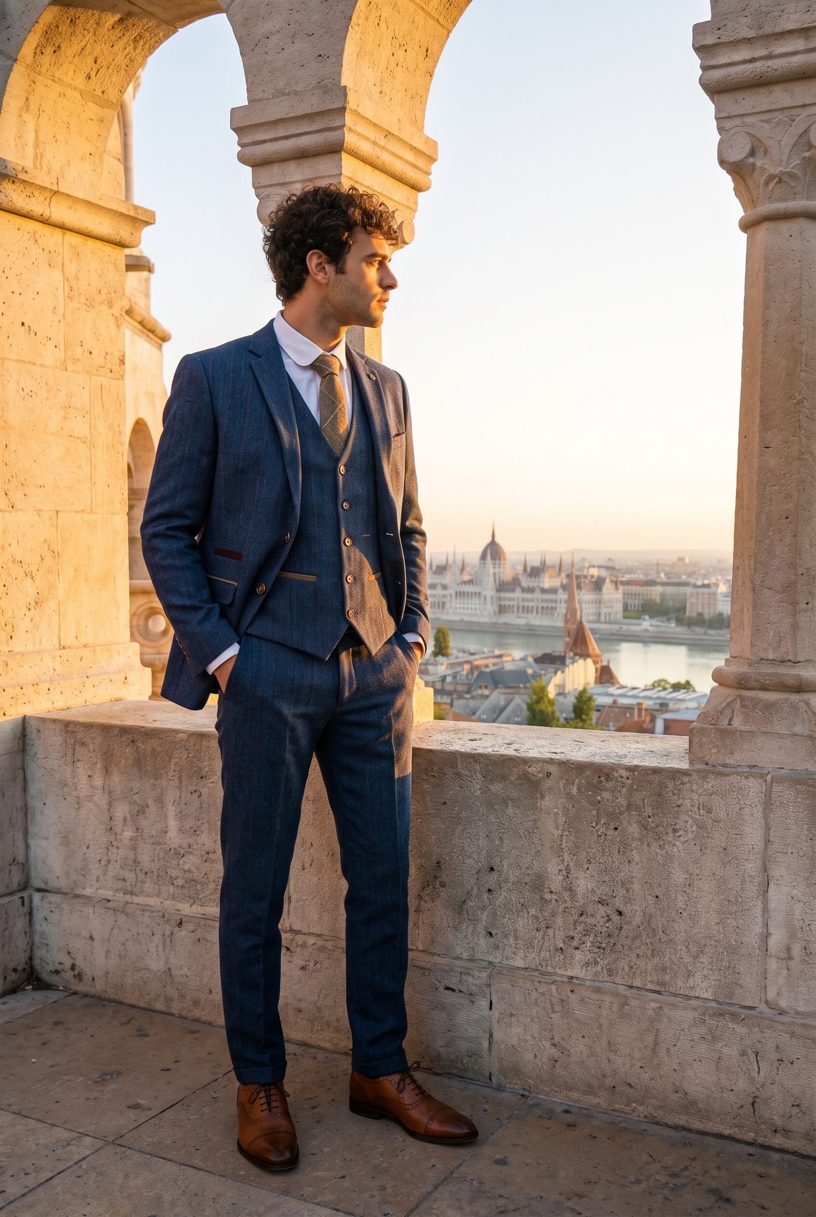 Look #365 styled with Scott Ανδρικό Μπλε Ολόσωμο Κοστούμι 3 Τεμαχίων από Τουίντ