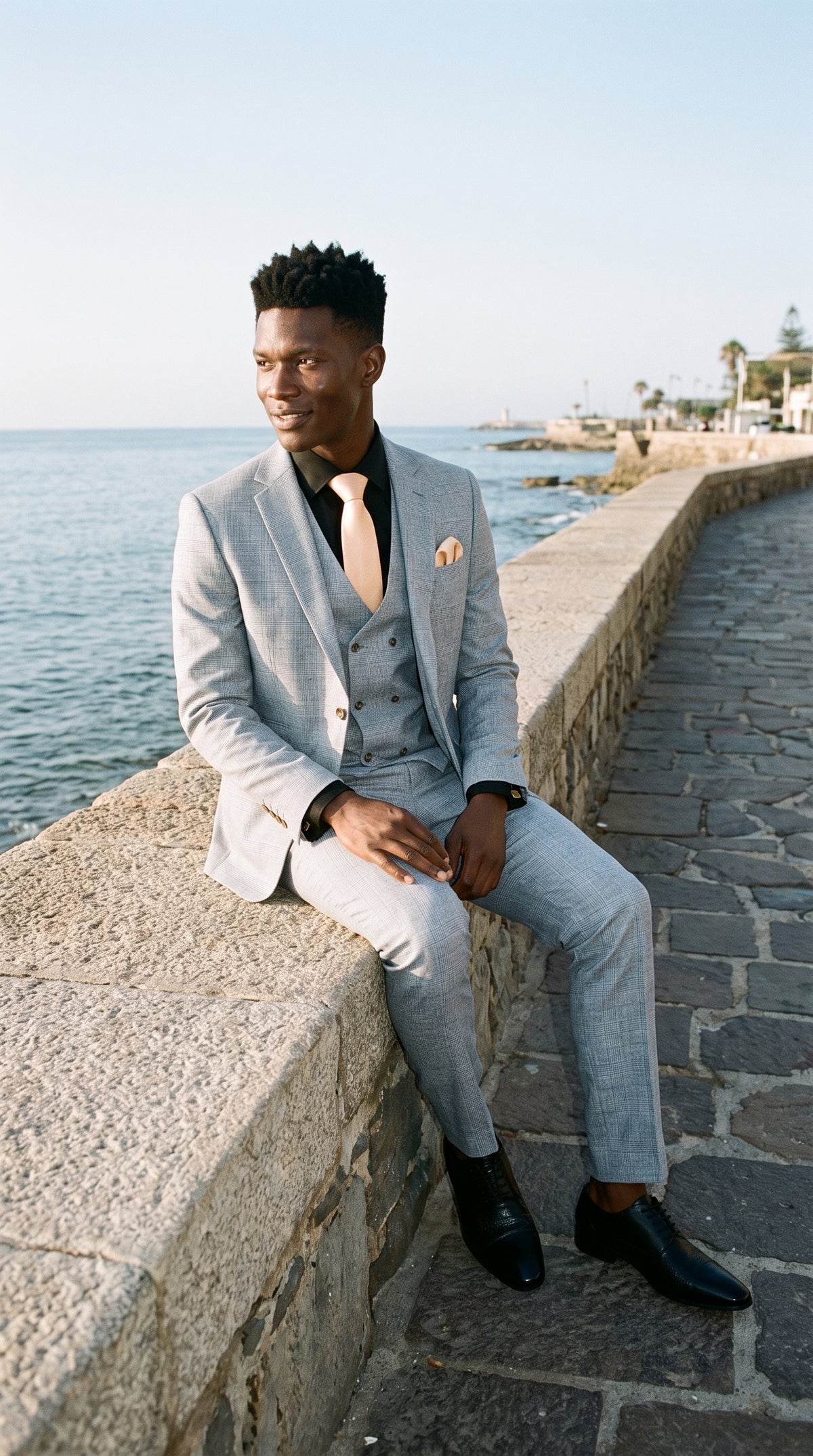 Look #493 styled with Luis - Ανδρικό Σαλόνι Τριπλό με Καρό Καρό και Ανοιχτό Μπλε