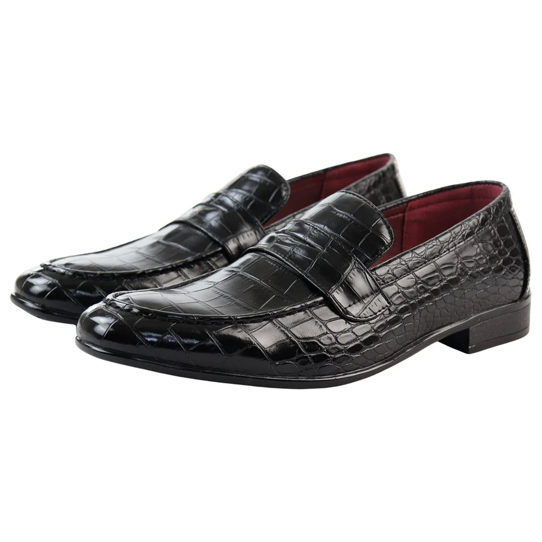 Ανδρικά Επίσημα Μαύρα Μοκασίνια Slip On
