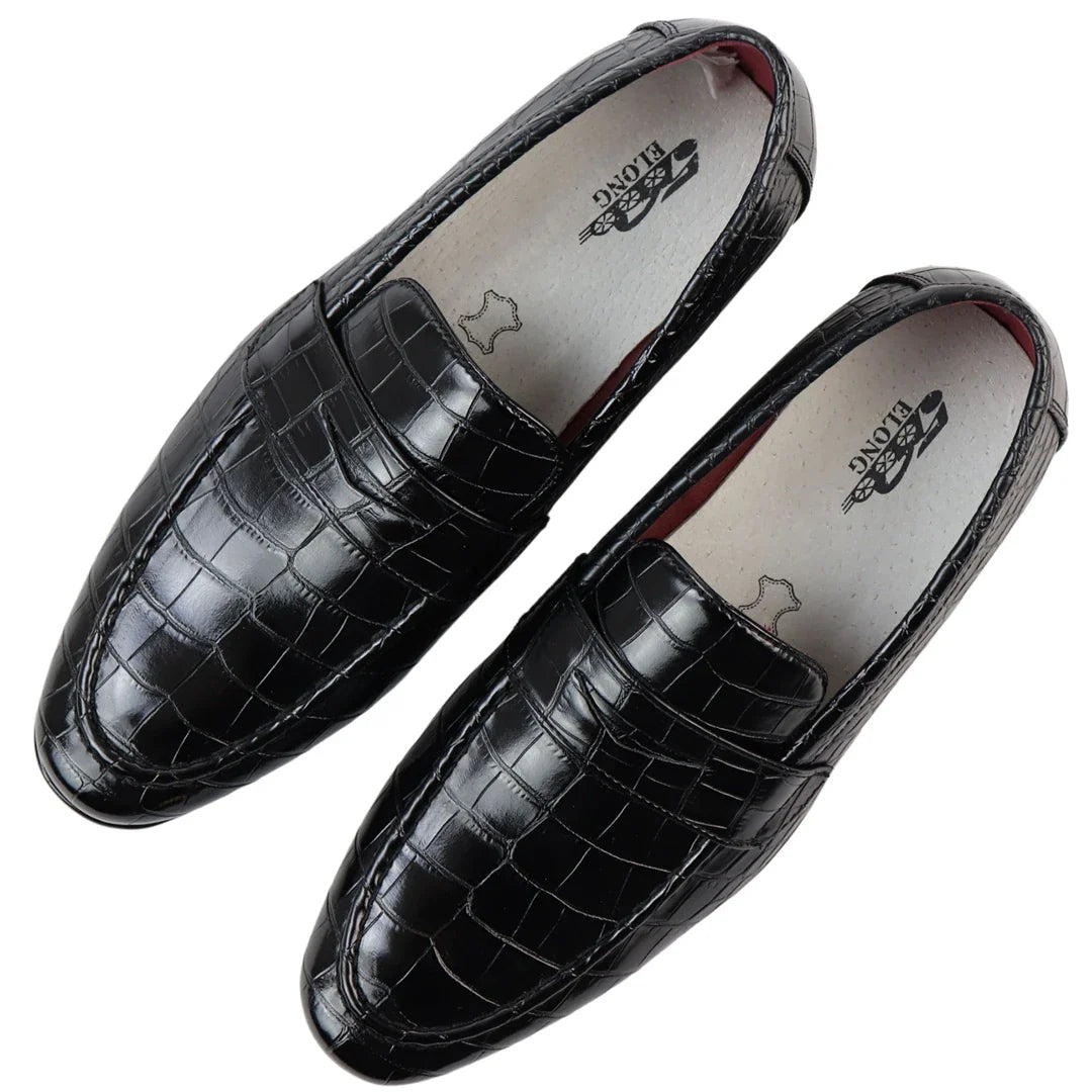 Ανδρικά Επίσημα Μαύρα Μοκασίνια Slip On