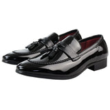 Ανδρικά Μαύρα Loafers με Λουστρίνι και Φούντα