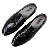 Ανδρικά Μαύρα Loafers με Λουστρίνι και Φούντα