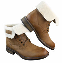 Ανδρικές, καφέ, στρατιωτικές, δερμάτινες, φλις, γούνινες, casual, στρατιωτικές μπότες μάχης
