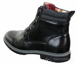 Elong EL0653 - Ανδρικά Μπότες με Φερμουάρ και Δαντέλα, Πανκ Ροκ, Γκόθ, Καφέ, Μαύρο, Δερμάτινες