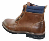 Elong EL0653 - Ανδρικά Μπότες με Φερμουάρ και Δαντέλα, Πανκ Ροκ, Γκόθ, Καφέ, Μαύρο, Δερμάτινες