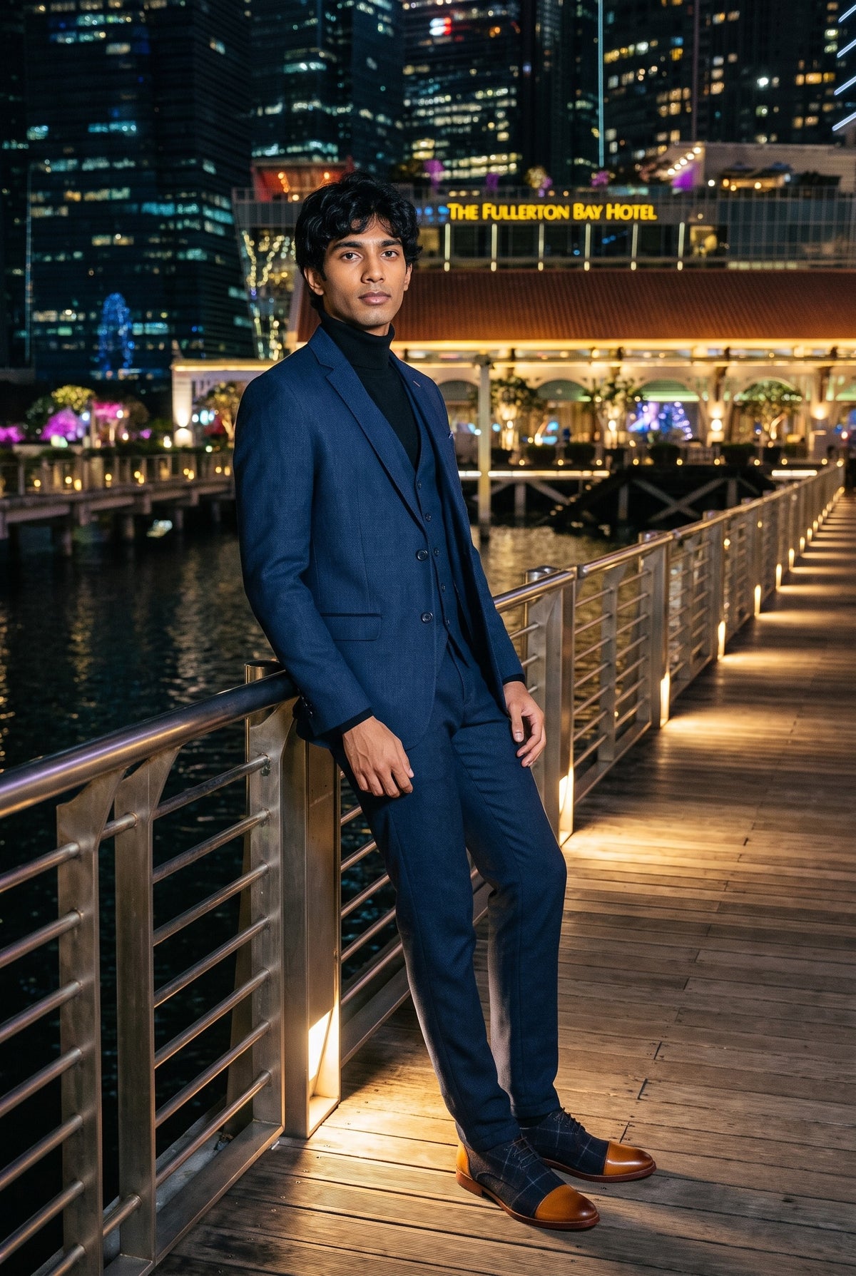 Look #996 styled with Ανδρικό Μπλε Ολόσωμο Κοστούμι 3 Τεμαχίων Birdseye Γάμος Χορός Επίσημο Έξυπνο Κλασικό