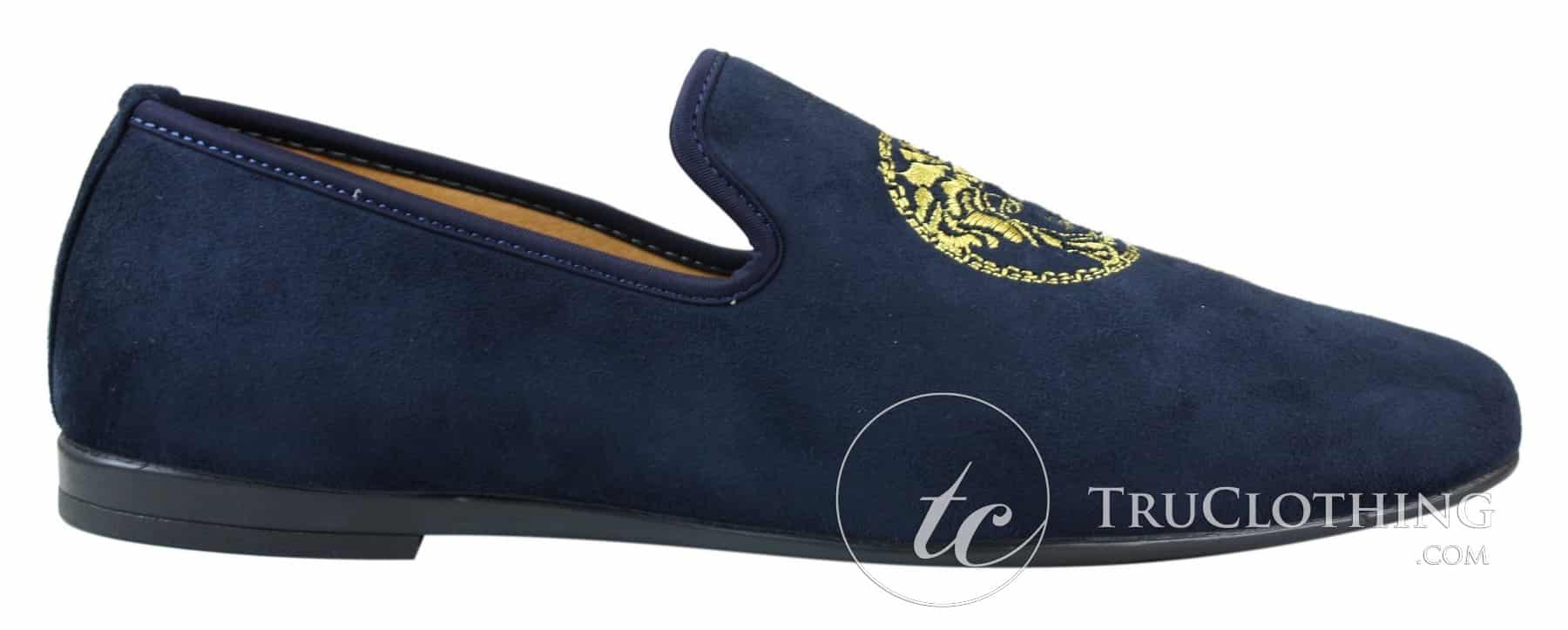 Fiorello HD0112-04 - Ανδρικά Μαύρα Μοκασίνια Iconic Medusa Slip On Παπούτσια Οδήγησης PU Σουέτ Ιταλικά