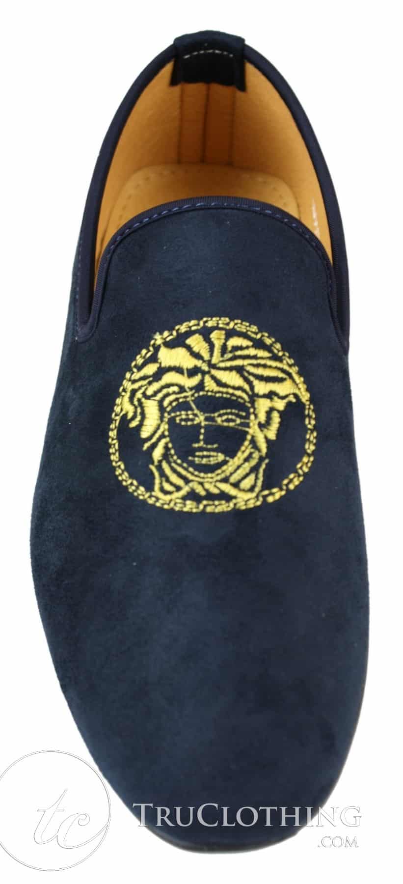 Fiorello HD0112-04 - Ανδρικά Μαύρα Μοκασίνια Iconic Medusa Slip On Παπούτσια Οδήγησης PU Σουέτ Ιταλικά