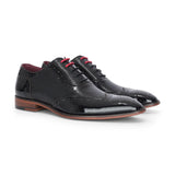 Flynn - Ανδρικά Μαύρα Δερμάτινα Παπούτσια Brogue από Λουστρίνι