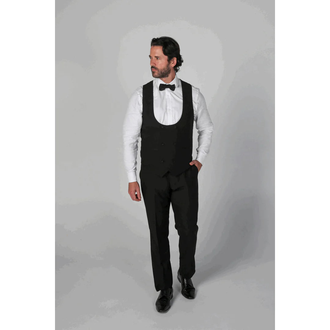 Ανδρικό μαύρο κοστούμι Ford Classic Tuxedo 3 τεμαχίων με σατέν πέτα