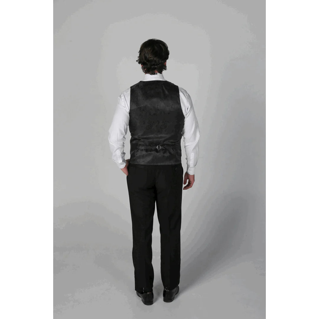 Ανδρικό μαύρο κοστούμι Ford Classic Tuxedo 3 τεμαχίων με σατέν πέτα