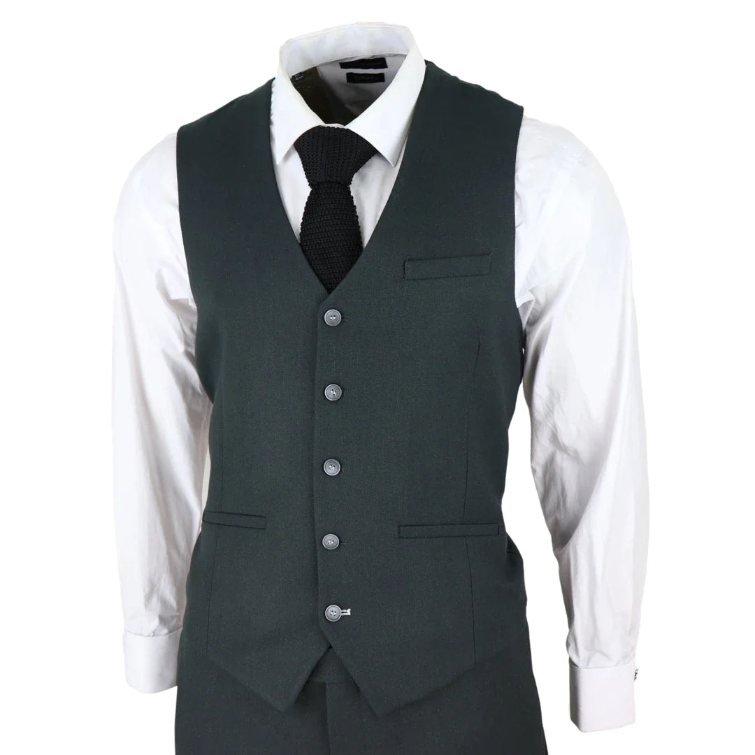 Ανδρικό τουίντ λαδί κοστούμι 3 τεμαχίων με ραφή από έλατο Κλασικό vintage Γάμος δεκαετίας 1920