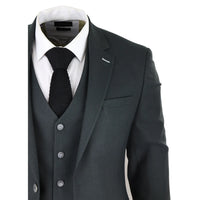 Ανδρικό τουίντ λαδί κοστούμι 3 τεμαχίων με ραφή από έλατο Κλασικό vintage Γάμος δεκαετίας 1920