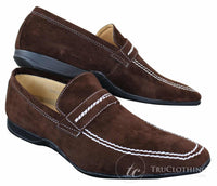 Galax GH052 - Ανδρικά Καφέ Δερμάτινα Παπούτσια Slip On από Σουέτ, Έξυπνα, Casual, Μέγεθος 5, 6, 7, 8, 9, 10, 11