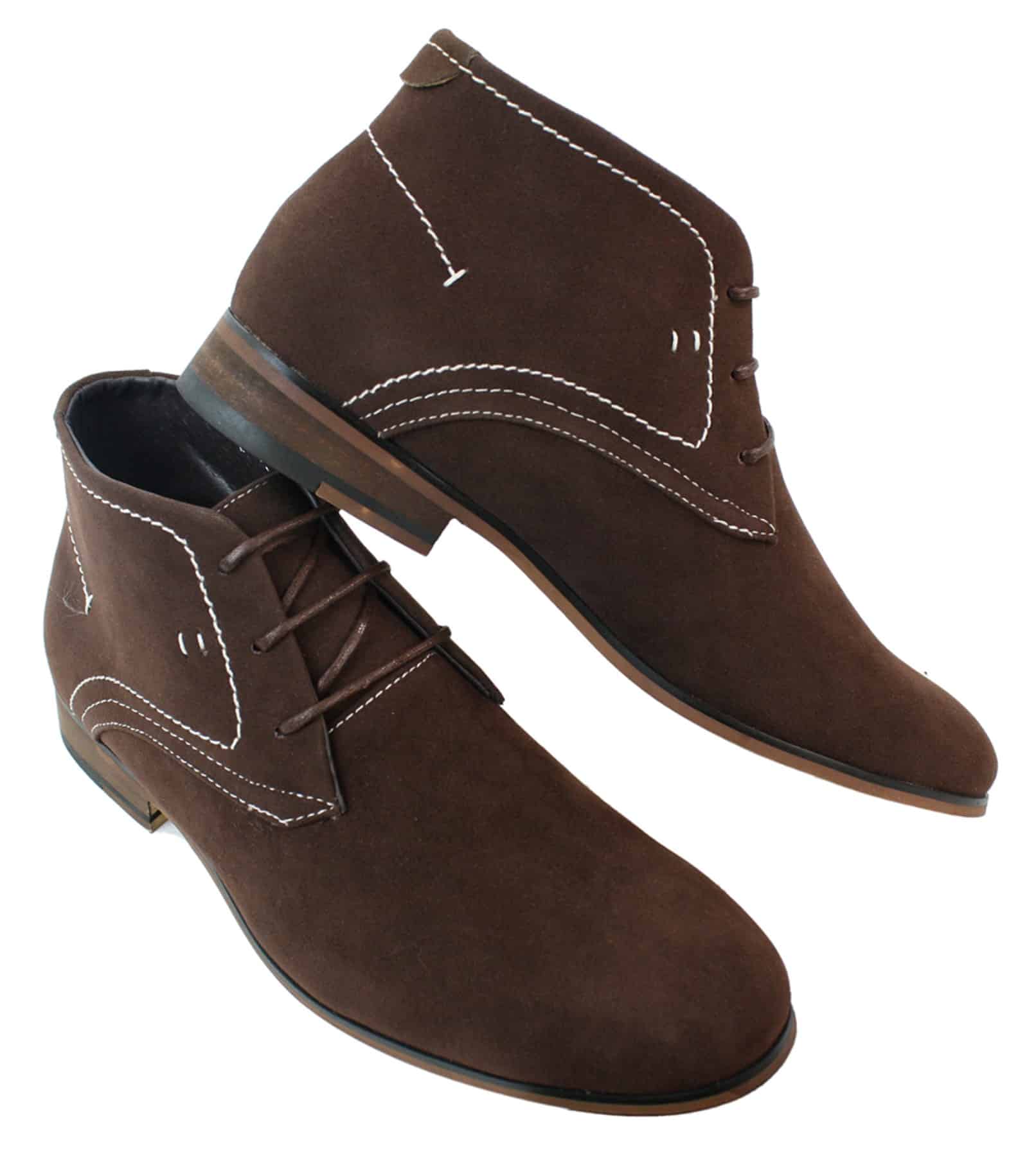 Ανδρικά Casual Μποτάκια Desert με Σουέτ Εμφάνιση, Καφέ, Μαύρο, Μπλε, Δερμάτινη Επένδυση