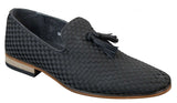 Ανδρικά Παπούτσια Οδήγησης Slip On Tasle Smart Casual Retro Navy Blue Black Δερμάτινη Επένδυση