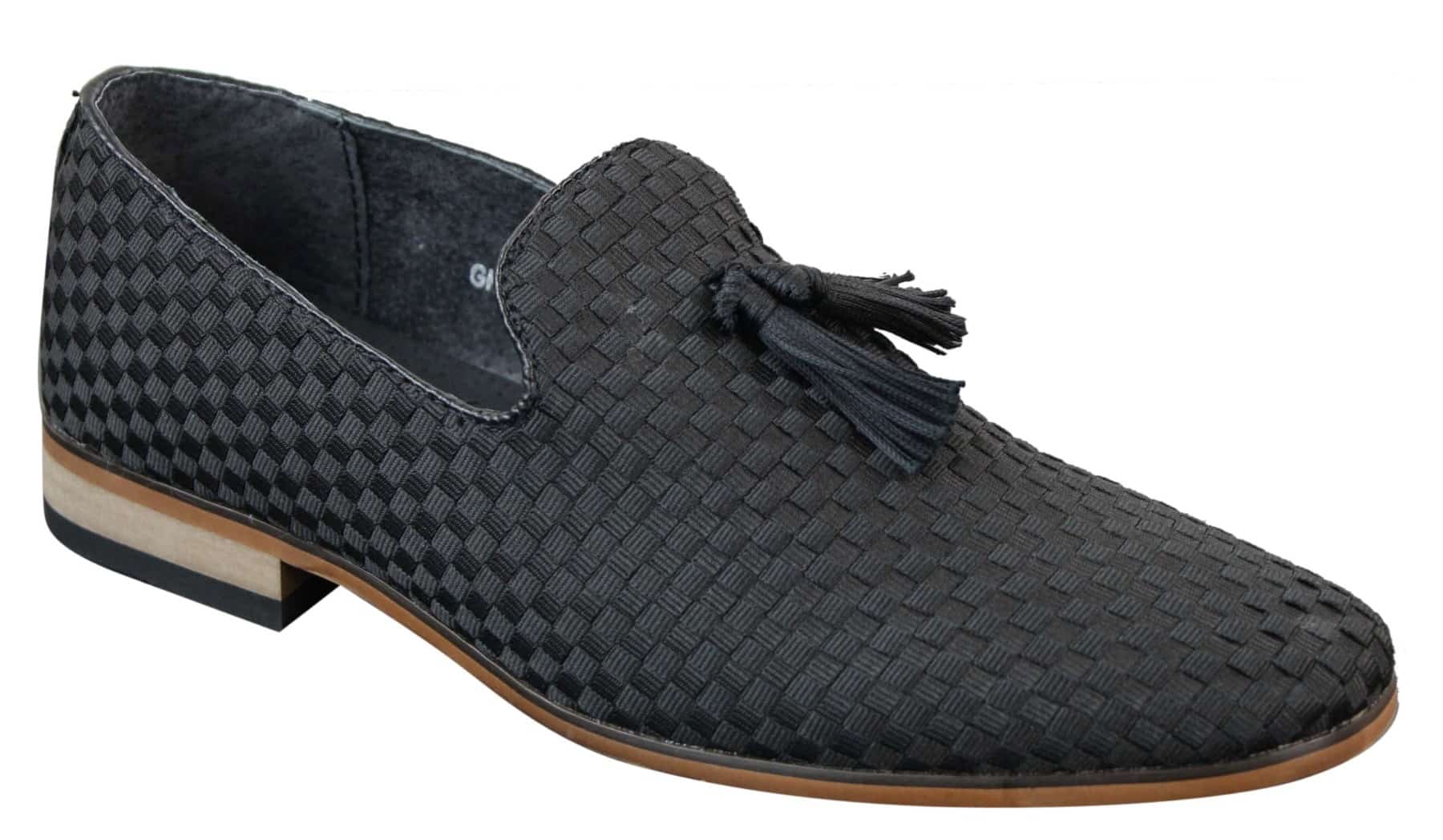 Ανδρικά Παπούτσια Οδήγησης Slip On Tasle Smart Casual Retro Navy Blue Black Δερμάτινη Επένδυση