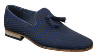 Ανδρικά Παπούτσια Οδήγησης Slip On Tasle Smart Casual Retro Navy Blue Black Δερμάτινη Επένδυση