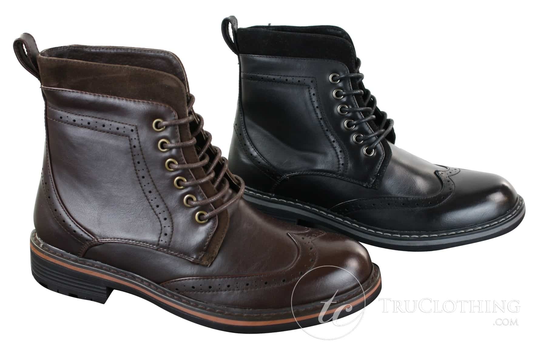 Galax GLX3521 Ανδρικά Καφέ Μαύρα Μποτάκια Brogues από Δέρμα, Σουέτ, Δερμάτινα, Κορδόνια, Cowboy, Έξυπνο, Casual