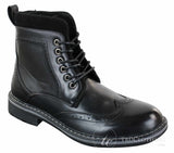 Galax GLX3521 Ανδρικά Καφέ Μαύρα Μποτάκια Brogues από Δέρμα, Σουέτ, Δερμάτινα, Κορδόνια, Cowboy, Έξυπνο, Casual