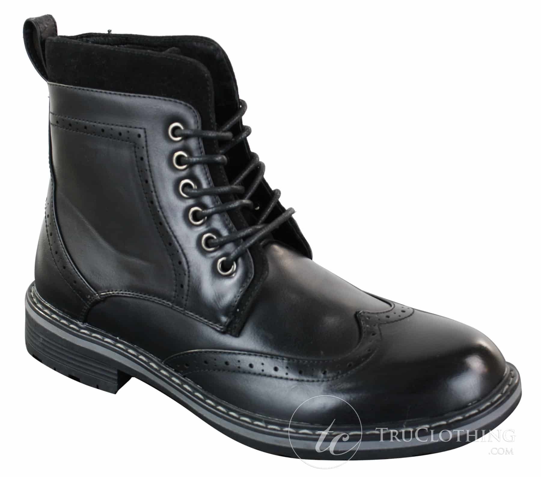 Galax GLX3521 Ανδρικά Καφέ Μαύρα Μποτάκια Brogues από Δέρμα, Σουέτ, Δερμάτινα, Κορδόνια, Cowboy, Έξυπνο, Casual