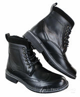 Galax GLX3521 Ανδρικά Καφέ Μαύρα Μποτάκια Brogues από Δέρμα, Σουέτ, Δερμάτινα, Κορδόνια, Cowboy, Έξυπνο, Casual