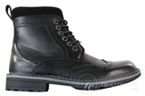Galax GLX3521 Ανδρικά Καφέ Μαύρα Μποτάκια Brogues από Δέρμα, Σουέτ, Δερμάτινα, Κορδόνια, Cowboy, Έξυπνο, Casual