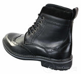 Galax GLX3521 Ανδρικά Καφέ Μαύρα Μποτάκια Brogues από Δέρμα, Σουέτ, Δερμάτινα, Κορδόνια, Cowboy, Έξυπνο, Casual